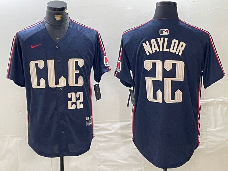 Men Cleveland Indians 22 Naylor Blue City Edition Nike 2024 MLB Jersey style 5